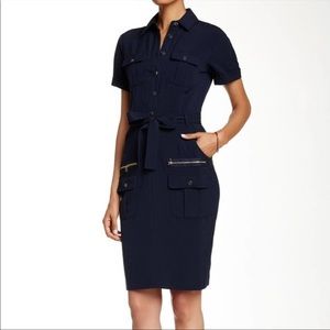 Navy button/belted dress by Zac and Rachel